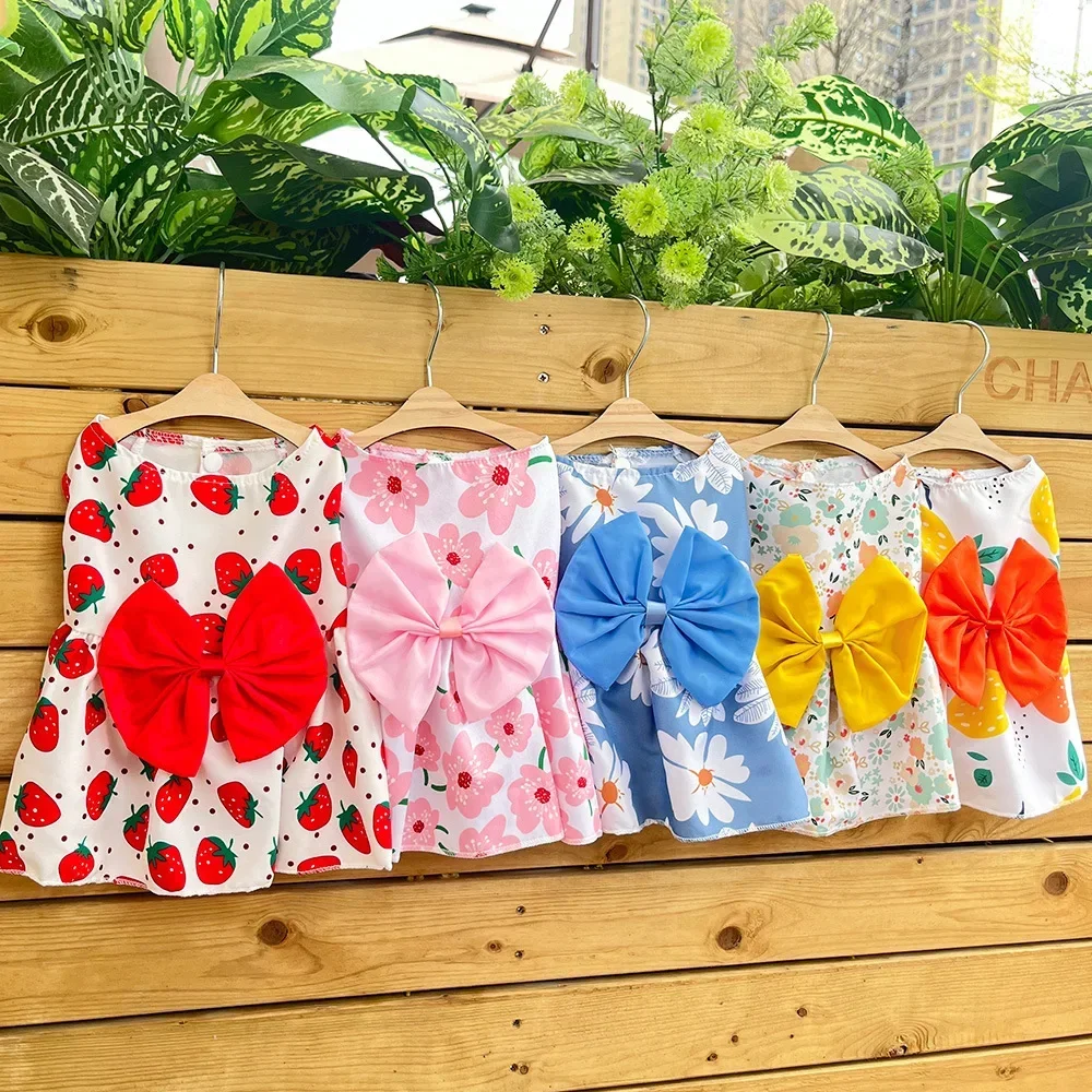 Cute Dog Dress Girl Dog Sleeveless Clothes Flower Printed Pet Apparel Doggies Bowknot Tulle Skirt Cat Clothing Small Puppy Dress Cute Dog Dress Girl Dog Sleeveless Clothes Flower Printed Pet Apparel Doggies Bowknot Tulle Skirt Cat Clothing Small Puppy Dress