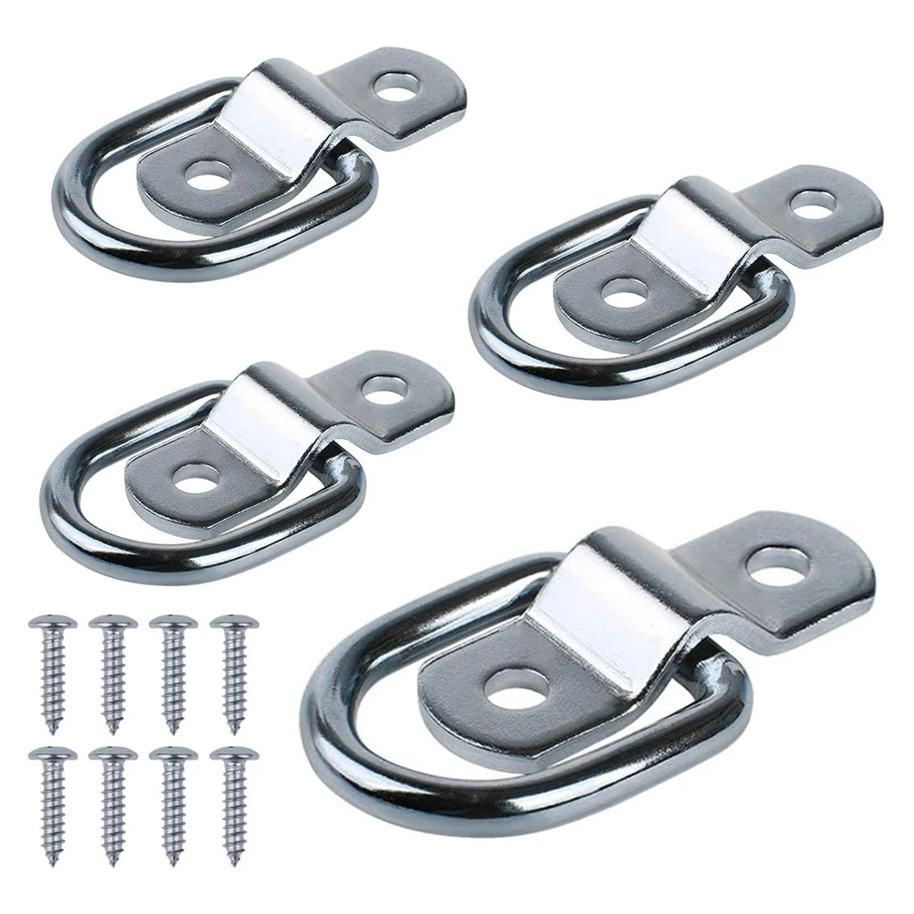 4-12Pcs D Rings Tie Down Anchors Ring Pull Hook Stainless Steel Lashing Ring Load Fit for Car Boat Cargo trailer Vehicles RV Van