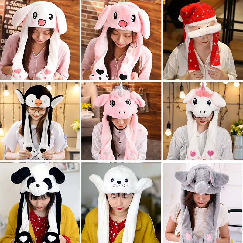 Cartoon Bunny Ear Move Hat Jumping up Toys Rabbit Girls Animal Plush Costume Cosplay Cap Kids Party for Adult Funny Anime Hat Cartoon Bunny Ear Move Hat Jumping up Toys Rabbit Girls Animal Plush Costume Cosplay Cap Kids Party for Adult Funny Anime Hat