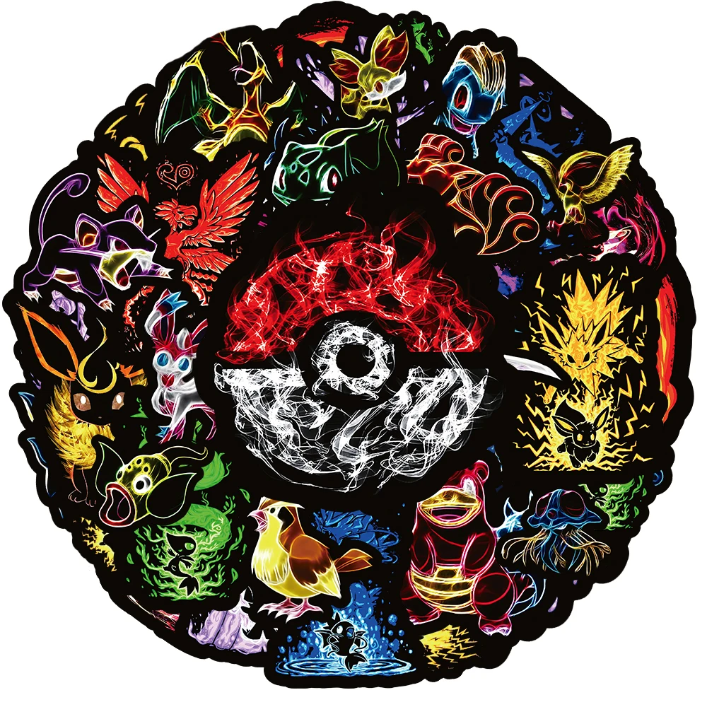 10/30/50/100pcs Cool Neon Light Anime Pokemon Stickers Pikachu Cartoon Decals for Kids Toy Phone Notebook Cool Graffiti Sticker 10/30/50/100pcs Cool Neon Light Anime Pokemon Stickers Pikachu Cartoon Decals for Kids Toy Phone Notebook Cool Graffiti Sticker
