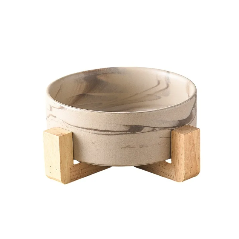Marbling Ceramic Cat and Dog Bowl Medium Large Dog Feeding and Feeding Double Bowl with Wooden Rack Pet Puppy Accessories Marbling Ceramic Cat and Dog Bowl Medium Large Dog Feeding and Feeding Double Bowl with Wooden Rack Pet Puppy Accessories