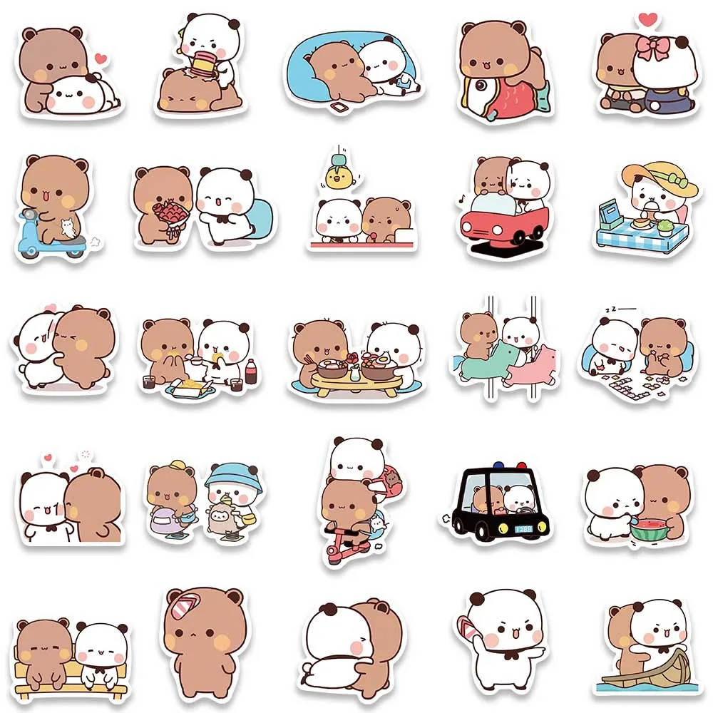 50pcs/Set Bubu And Dudu Panda Bear Sticker Food Serise Waterproof Cartoon Bear and Panda Sticker Toys 50pcs/Set Bubu And Dudu Panda Bear Sticker Food Serise Waterproof Cartoon Bear and Panda Sticker Toys