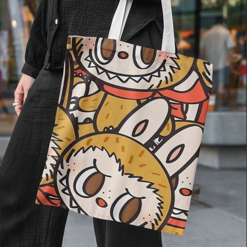 Lisa Same Labubu Canvas Bag Female Cute Cartoon Shopping HandBag Casual Student Shoulder Bag The Monsters Crossbody Bags Lisa Same Labubu Canvas Bag Female Cute Cartoon Shopping HandBag Casual Student Shoulder Bag The Monsters Crossbody Bags