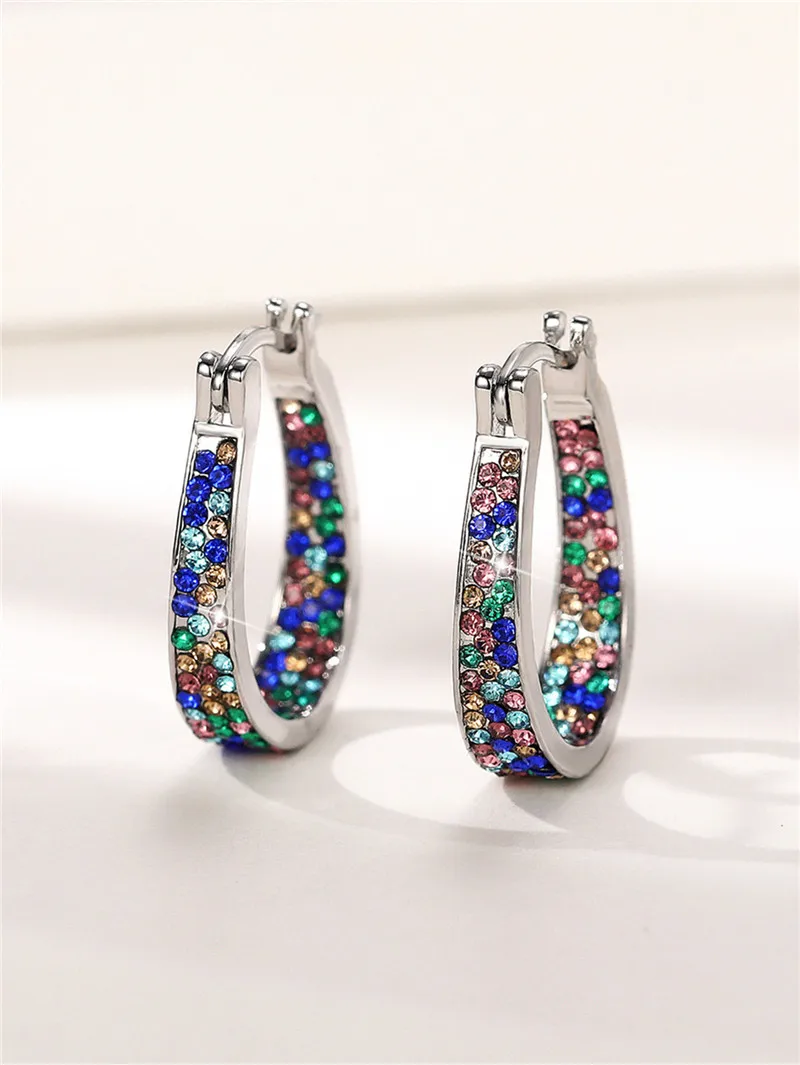 Huitan Colorful CZ Hoop Earrings Women Fashion Ear Hoop Accessories Luxury Bridal Wedding Earrings Statement Jewelry Drop Ship Huitan Colorful CZ Hoop Earrings Women Fashion Ear Hoop Accessories Luxury Bridal Wedding Earrings Statement Jewelry Drop Ship