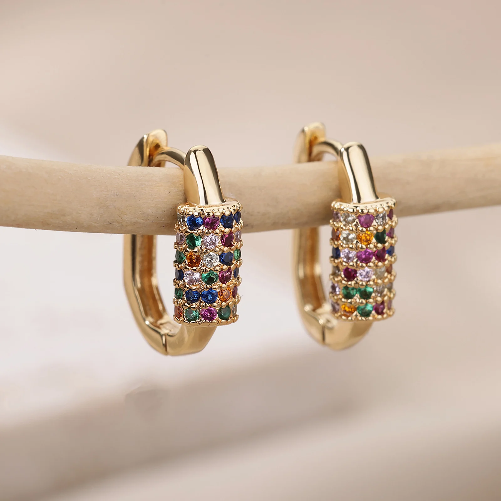 Colored Zircon Earrings For Women Stainless Steel Earrings 2024 Trend New Couple Luxury Brand Jewelry Freeshipping pendientes