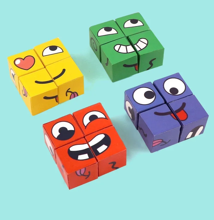 Kids Face Change Expression Puzzle Building Blocks Montessori Cube Table Game Toy Early Educational Toys for Children Gifts Kids Face Change Expression Puzzle Building Blocks Montessori Cube Table Game Toy Early Educational Toys for Children Gifts