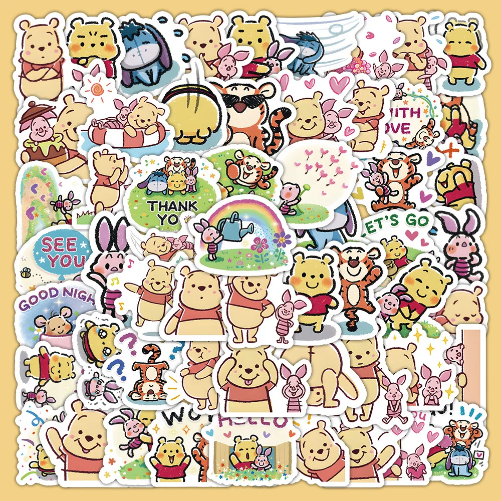10/30/64PCS Kawaii Pooh Bear Personality Cute Funny Graffiti Sticker Decoration Refrigerator Scrapbook Waterproof Decal Kids Toy