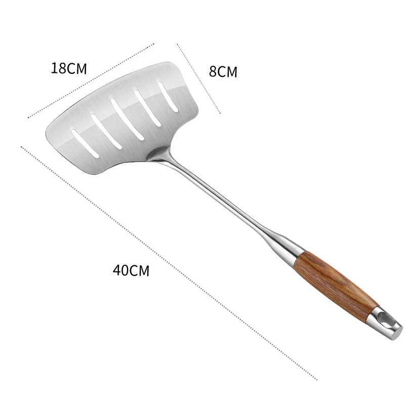 Large Stainless Steel Fish Frying Spatula Egg Pan Scoop Nonstick Long Wood Handle Steak Slotted Flat Shovel Kitchen Cooking Tool Large Stainless Steel Fish Frying Spatula Egg Pan Scoop Nonstick Long Wood Handle Steak Slotted Flat Shovel Kitchen Cooking Tool