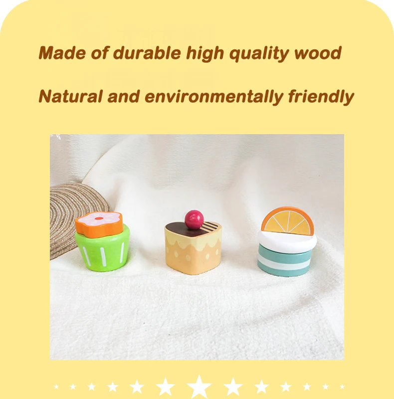 Wooden Kitchen Pretend Play Toys Afternoon Tea Sweet Desserts For Kids Playset Simulation Kitchen Educational Toys For Ages 3+