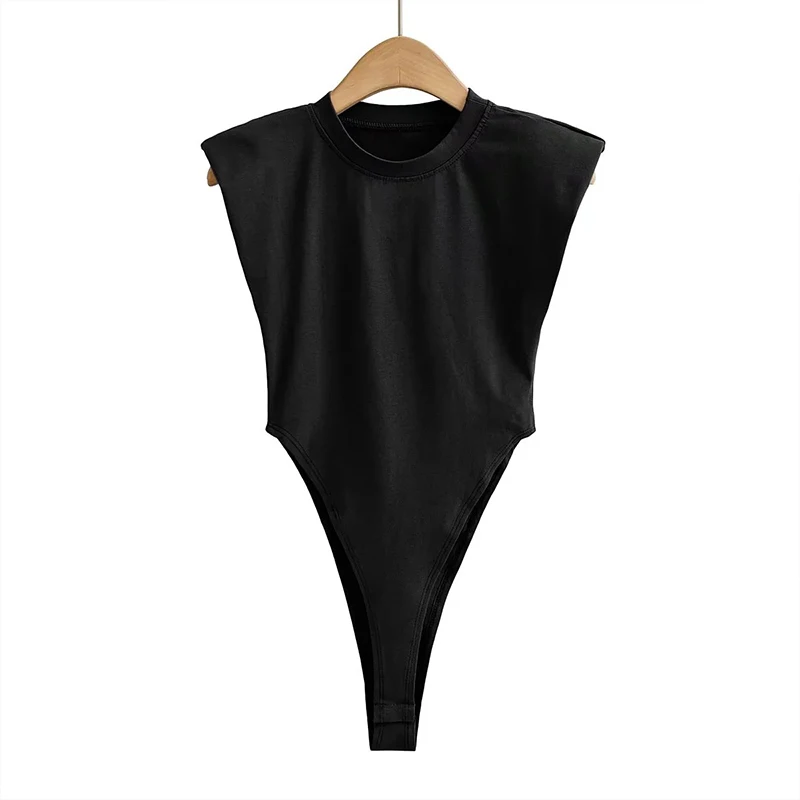 Sexy tops women Summer one-pieces bodycon bodysuit padded shoulder bodysuit black sleeveless body suits for women white Sexy tops women Summer one-pieces bodycon bodysuit padded shoulder bodysuit black sleeveless body suits for women white