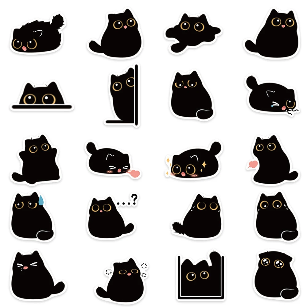 10/20/40/80PCS Black Cat Cute Kawaii Stickers Vintage For DIY Notebook Scrapbooking Motorcycle Laptop Luggage Graffiti Decals 10/20/40/80PCS Black Cat Cute Kawaii Stickers Vintage For DIY Notebook Scrapbooking Motorcycle Laptop Luggage Graffiti Decals