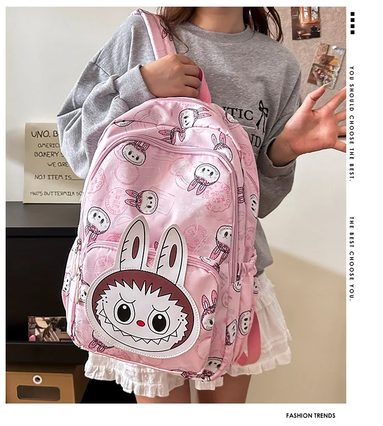 Large Capacity Cartoon Labubu Student Backpack Waterproof Kawaii Brown Monster Kids Cute Shouder Bag Elementary School Use Large Capacity Cartoon Labubu Student Backpack Waterproof Kawaii Brown Monster Kids Cute Shouder Bag Elementary School Use