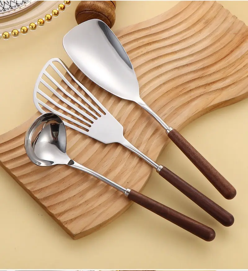 Walnut Mini Spatula Cooking Household Stainless Steel 304 Food Grade Spoon Set Simplicity Kitchen Utensils Wooden Handle Spatula Walnut Mini Spatula Cooking Household Stainless Steel 304 Food Grade Spoon Set Simplicity Kitchen Utensils Wooden Handle Spatula