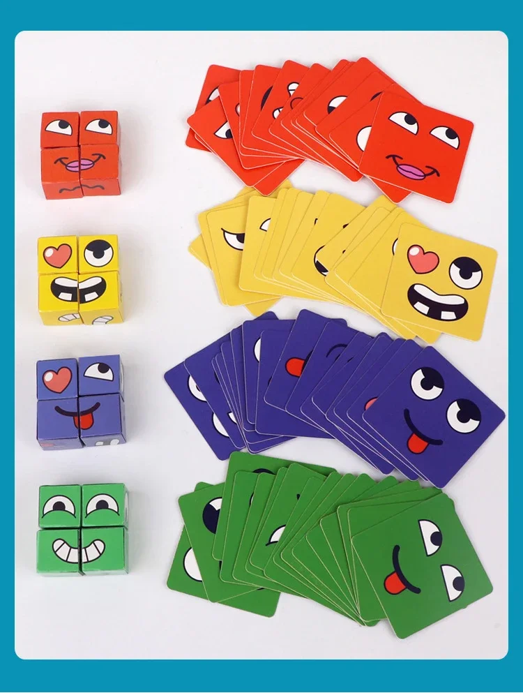 Kids Face Change Expression Puzzle Building Blocks Montessori Cube Table Game Toy Early Educational Toys for Children Gifts Kids Face Change Expression Puzzle Building Blocks Montessori Cube Table Game Toy Early Educational Toys for Children Gifts