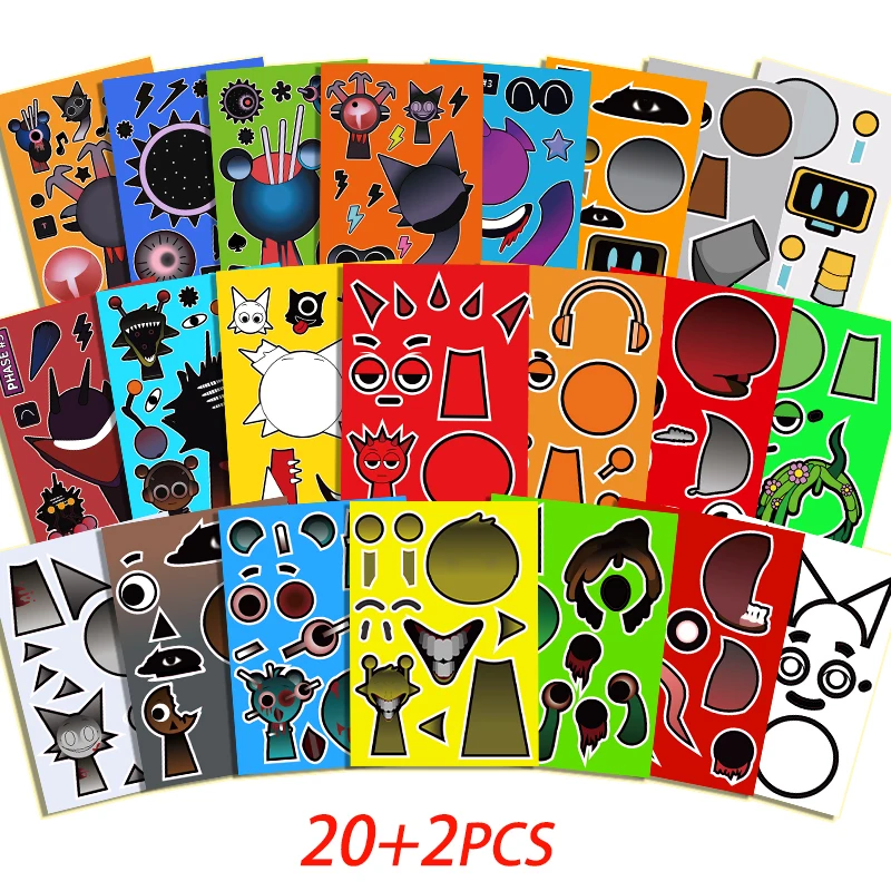 Sprunki Stickers Make-a-face DIY Stickers Make Your Own Sprunki Sticker for Class Reward, Book Decoration Kids Birthday GiftGift Sprunki Stickers Make-a-face DIY Stickers Make Your Own Sprunki Sticker for Class Reward, Book Decoration Kids Birthday GiftGift