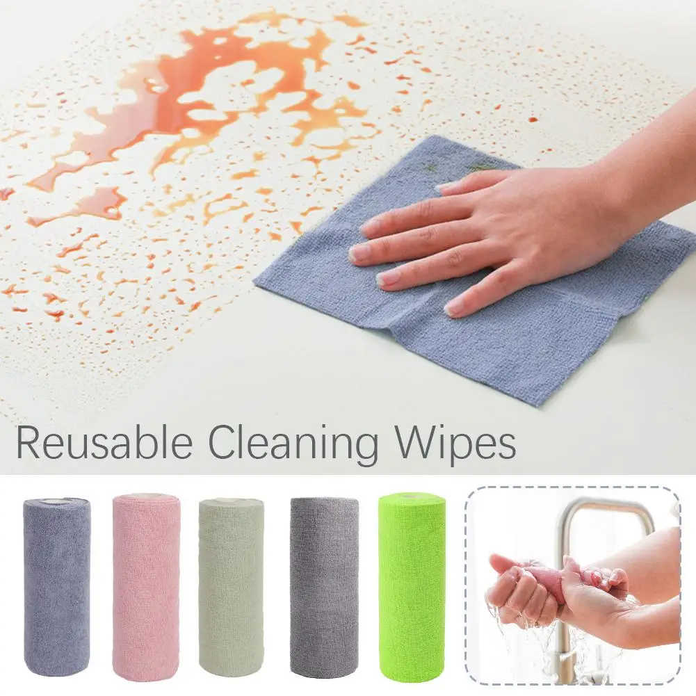 1 Roll of 20 Sheets Reusable Cleaning Wipe Household Kitchen Cloth Microfiber Towel Rolls Dish Rags Wash Paper Towel Replacement 1 Roll of 20 Sheets Reusable Cleaning Wipe Household Kitchen Cloth Microfiber Towel Rolls Dish Rags Wash Paper Towel Replacement