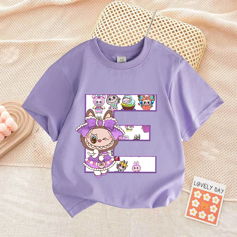 Labubu Letter A-Z Print T-shirt Cotton Summer Outdoor Wear Short Sleeve Girls Clothes Cute Top Cartoon Children Clothing Toddler Labubu Letter A-Z Print T-shirt Cotton Summer Outdoor Wear Short Sleeve Girls Clothes Cute Top Cartoon Children Clothing Toddler