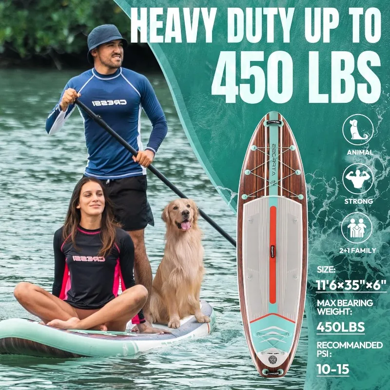 11'6"x35" Inflatable Paddle Board, 450lbs Extra Wide Stand Up Paddleboard for Adults with Premium SUP Accessories Kit & Backpack 11'6"x35" Inflatable Paddle Board, 450lbs Extra Wide Stand Up Paddleboard for Adults with Premium SUP Accessories Kit & Backpack
