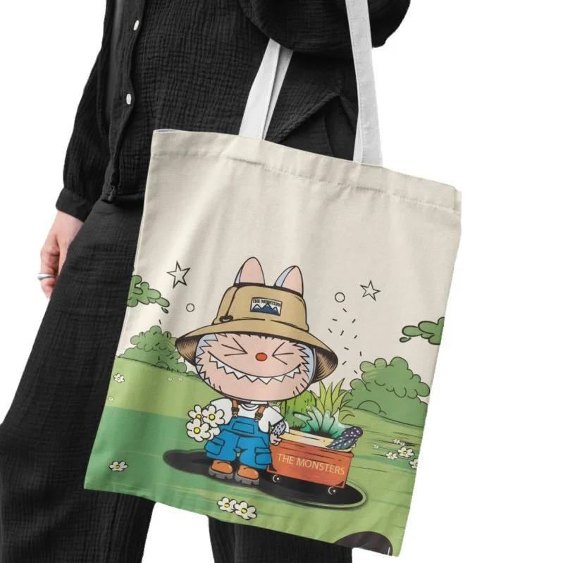 Lisa Same Labubu Canvas Bag Female Cute Cartoon Shopping HandBag Casual Student Shoulder Bag The Monsters Crossbody Bags Lisa Same Labubu Canvas Bag Female Cute Cartoon Shopping HandBag Casual Student Shoulder Bag The Monsters Crossbody Bags
