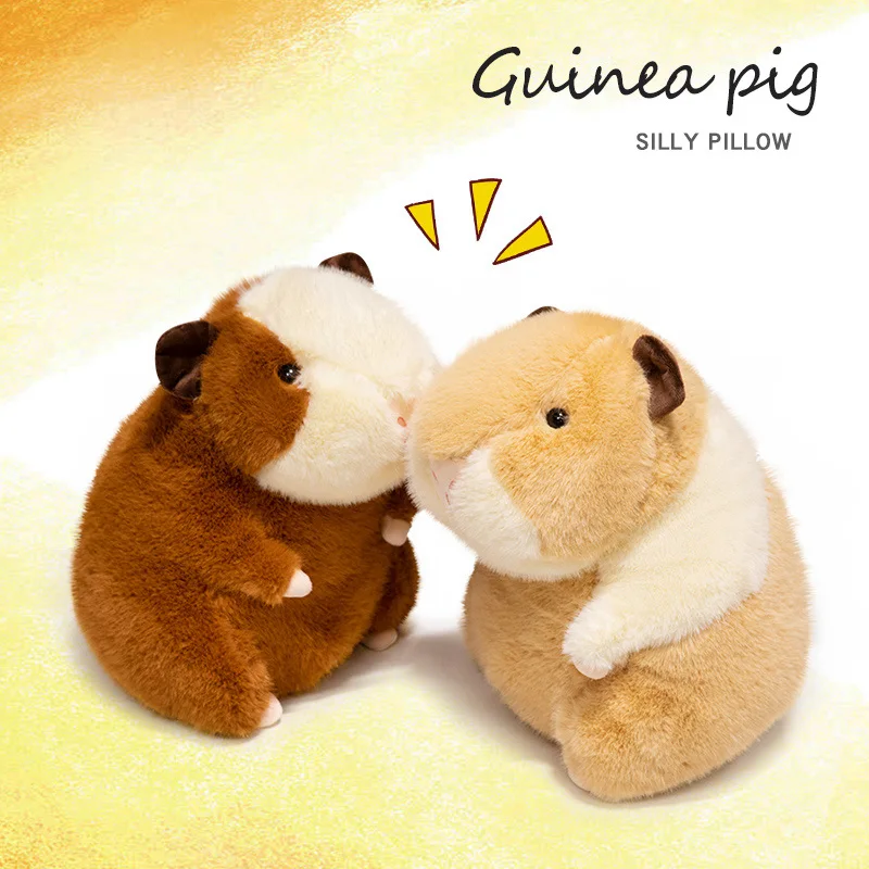 25-40cm Cartoon Round Dutch Pig Plush Doll Simulation Brown Yellow Dutch Pig Animal Stuffed Home Decor Gift For Boys And Girls