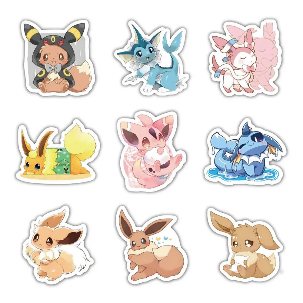 10/30/60pcs Kawaii Cartoon Pokemon Eevee Stickers for Kids DIY Scrapbooking Phone Car Waterproof Cute Anime Sticker Packs