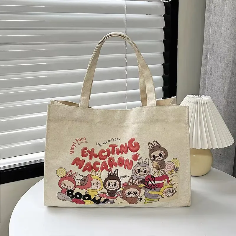 2024 New Labubu Printed Letters Tote Bag Large Shoulder Bag Ladies Canvas Zipper Concealed Commuting Everyday Joker Handbag 2024 New Labubu Printed Letters Tote Bag Large Shoulder Bag Ladies Canvas Zipper Concealed Commuting Everyday Joker Handbag