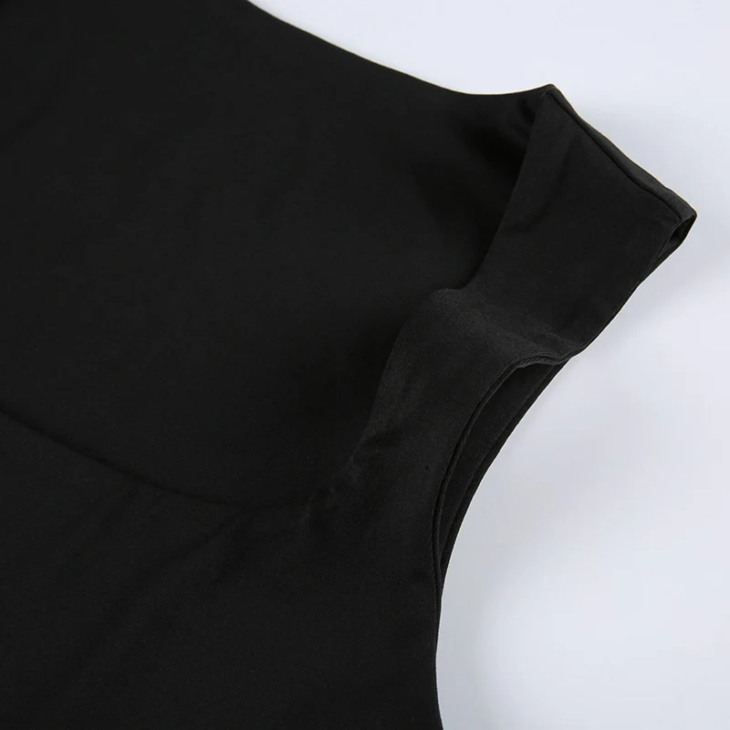 Sleeveless  Collar Crop Top Women Tank Tops Casual   Y2K  Summer 2024  Black T Shirts Sexy