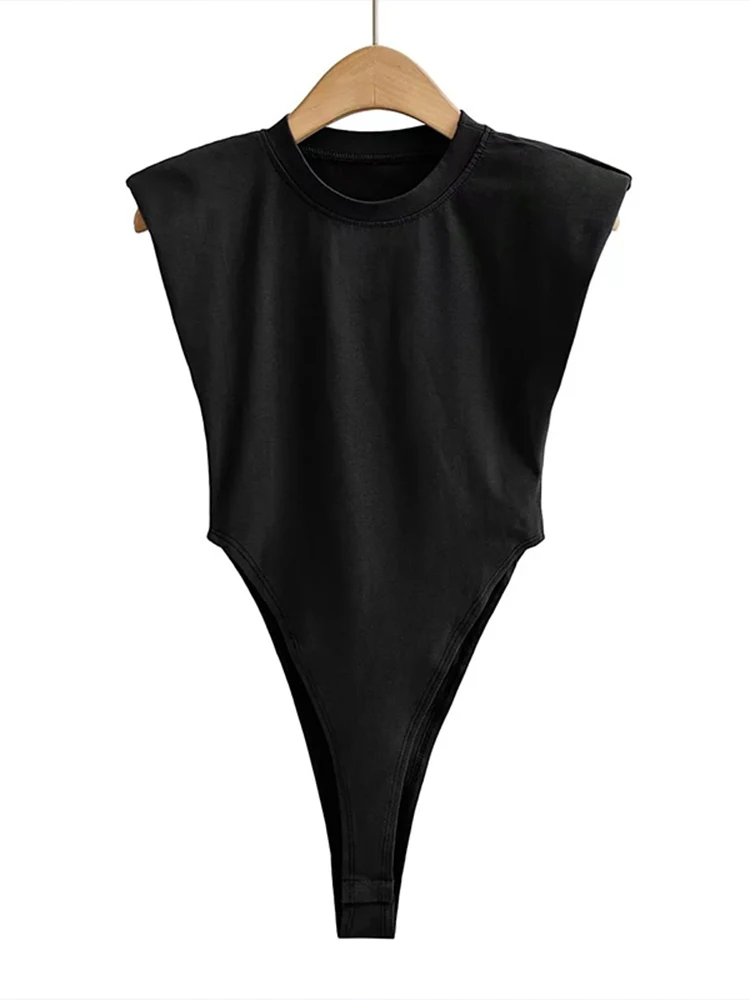 Sexy tops women Summer one-pieces bodycon bodysuit padded shoulder bodysuit black sleeveless body suits for women white Sexy tops women Summer one-pieces bodycon bodysuit padded shoulder bodysuit black sleeveless body suits for women white