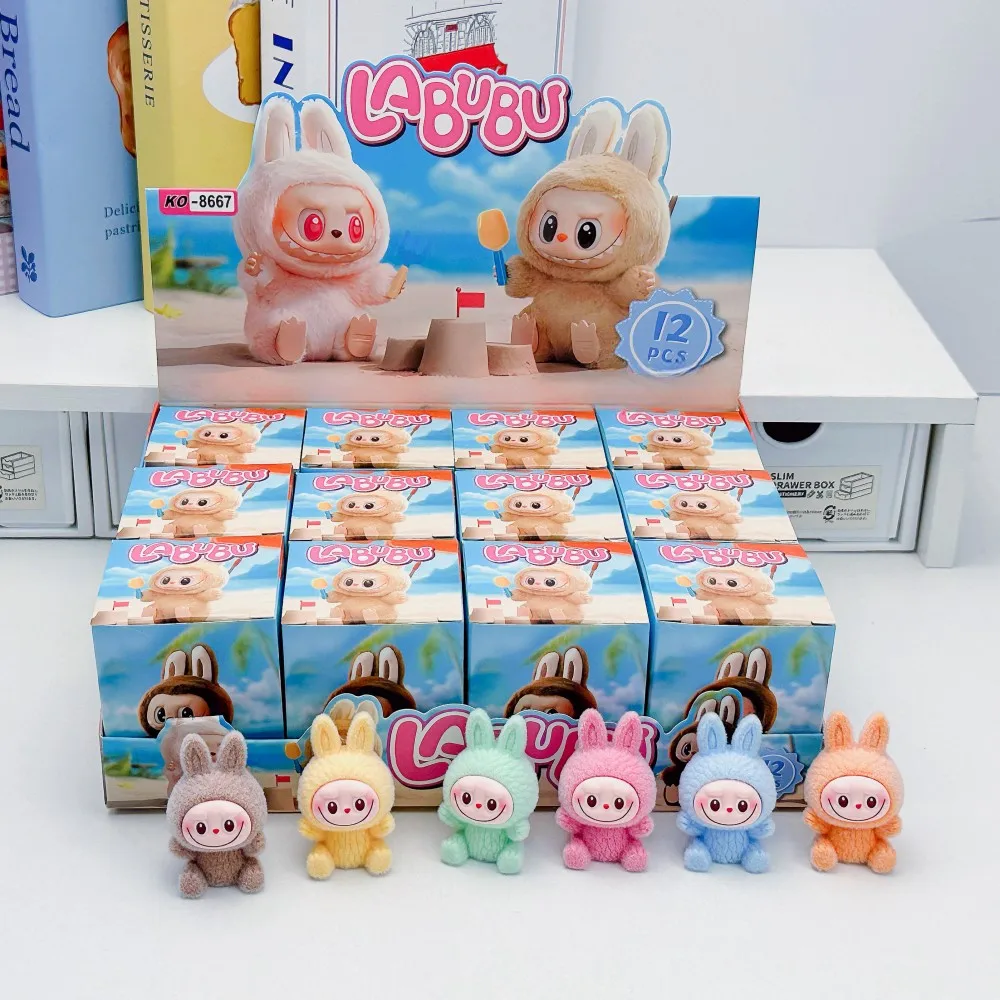 Mini Labubu Blind Box The Monsters Heartbeat Macaron Enamel Face Pvc Figurine Tabletop Ornament Kawaii Doll Kid Birthday Gift
