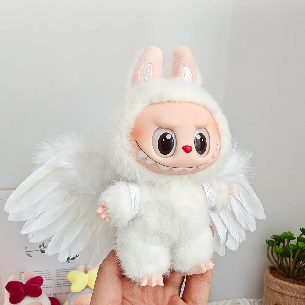 Doll Clothes Outfit Accessories for 15-17cm Labubu Black White Angel Feather Wings DIY Mini Dolls Clothing Girl Gift Doll Clothes Outfit Accessories for 15-17cm Labubu Black White Angel Feather Wings DIY Mini Dolls Clothing Girl Gift