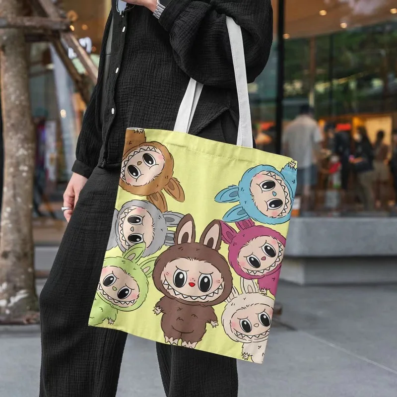 Hot 19 Styles Labubu Canvas Storage Bag Female Cute Cartoon Shopping HandBag Casual Student Shoulder Bag Hot 19 Styles Labubu Canvas Storage Bag Female Cute Cartoon Shopping HandBag Casual Student Shoulder Bag