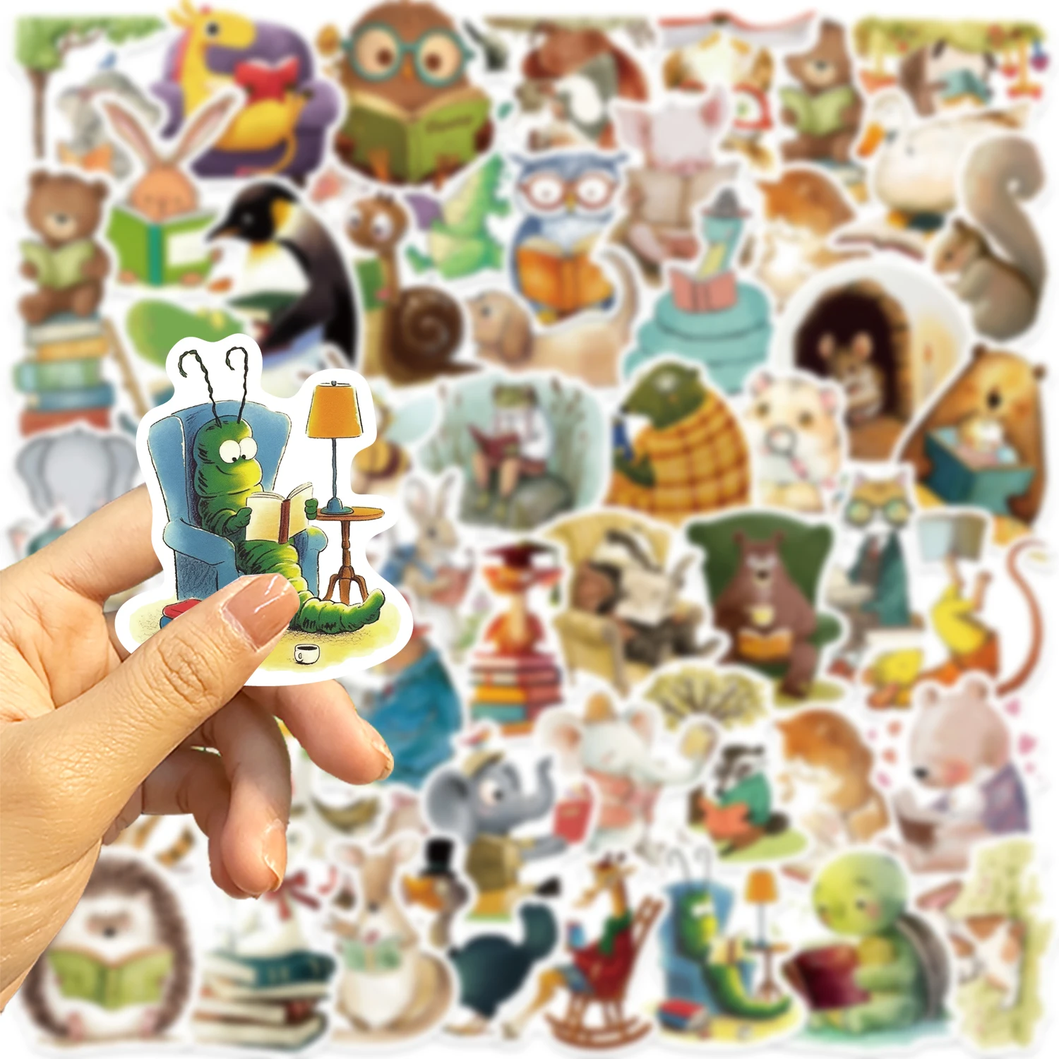 50PCS Animal Bookish Reading Sticker For Scrapbooking Korean Stationery School Supplies Aesthetic Children's Decoration 50PCS Animal Bookish Reading Sticker For Scrapbooking Korean Stationery School Supplies Aesthetic Children's Decoration