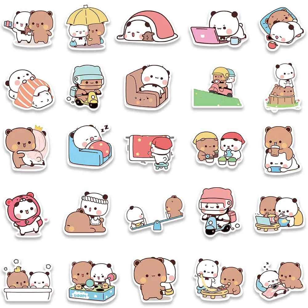 50pcs/Set Bubu And Dudu Panda Bear Sticker Food Serise Waterproof Cartoon Bear and Panda Sticker Toys 50pcs/Set Bubu And Dudu Panda Bear Sticker Food Serise Waterproof Cartoon Bear and Panda Sticker Toys