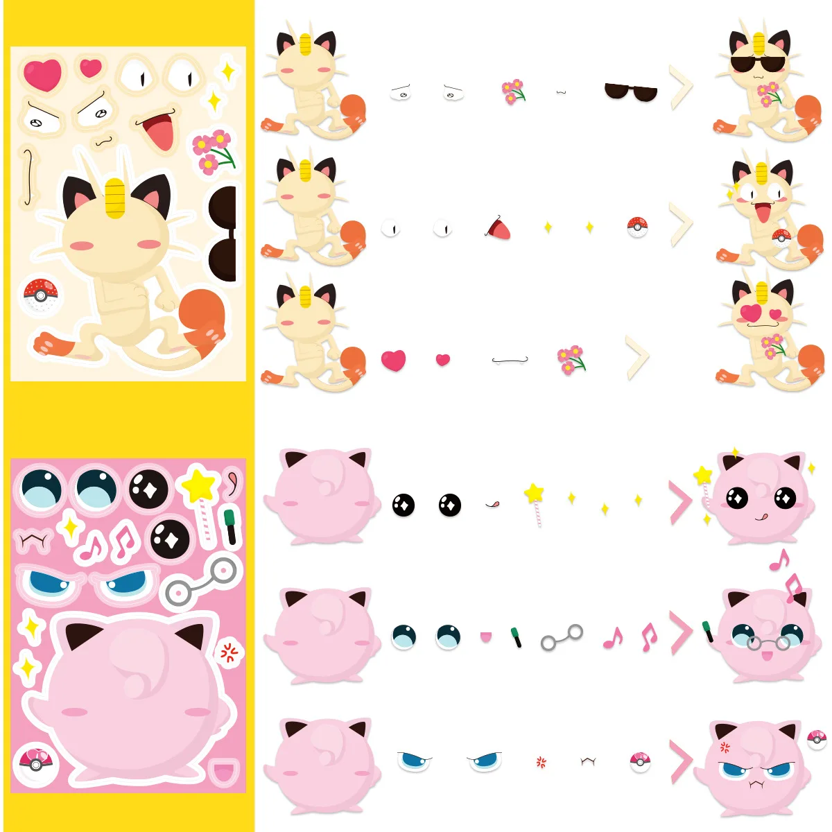 16Sheets Pokemon Puzzle Make a Face Stickers Pikachu Diy Cartoon Decal Assemble Jigsaw Children Gift Toy Party Favors for Kids 16Sheets Pokemon Puzzle Make a Face Stickers Pikachu Diy Cartoon Decal Assemble Jigsaw Children Gift Toy Party Favors for Kids