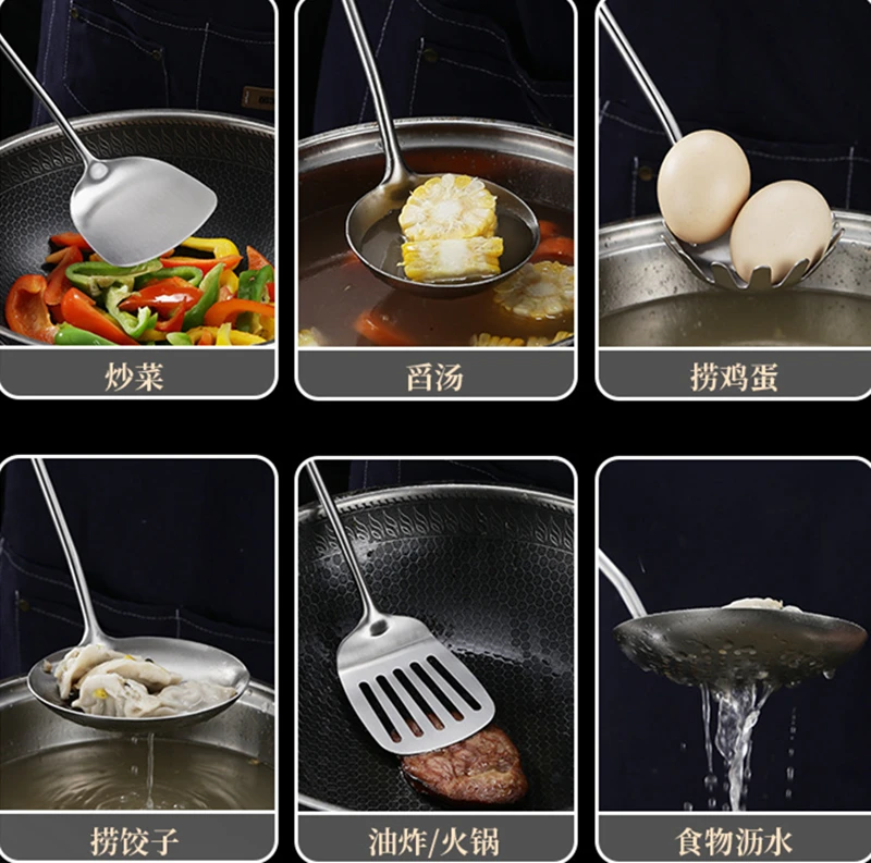304 Stainless Steel Cooking Spatula Shovel Colander Rice Soup Spoon Thickened Anti-scald Kitchenware Cookware Accessories 304 Stainless Steel Cooking Spatula Shovel Colander Rice Soup Spoon Thickened Anti-scald Kitchenware Cookware Accessories