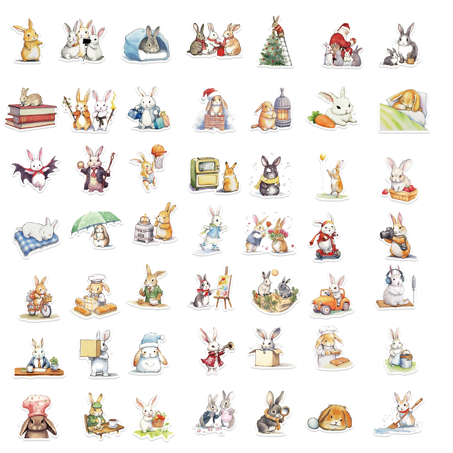 50PCS Bunny Rabbit Daily Day Cartoon Stickers Aesthetic Decals for Bike Bottle Suitcase Scrapbooking Children Gifts Sticker 50PCS Bunny Rabbit Daily Day Cartoon Stickers Aesthetic Decals for Bike Bottle Suitcase Scrapbooking Children Gifts Sticker