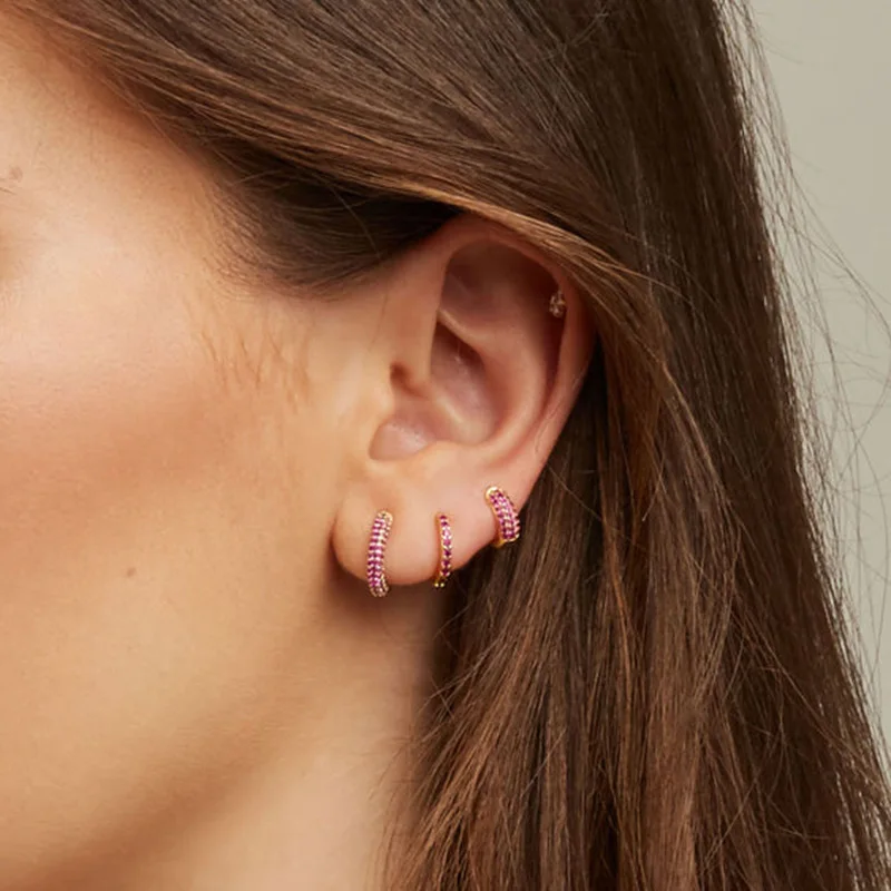 Korean Stainless Steel Round Circle Small Hoop Earrings Women Multicolor Zircon Minimal Punk Cartilage Earring Piercing Jewelry Korean Stainless Steel Round Circle Small Hoop Earrings Women Multicolor Zircon Minimal Punk Cartilage Earring Piercing Jewelry