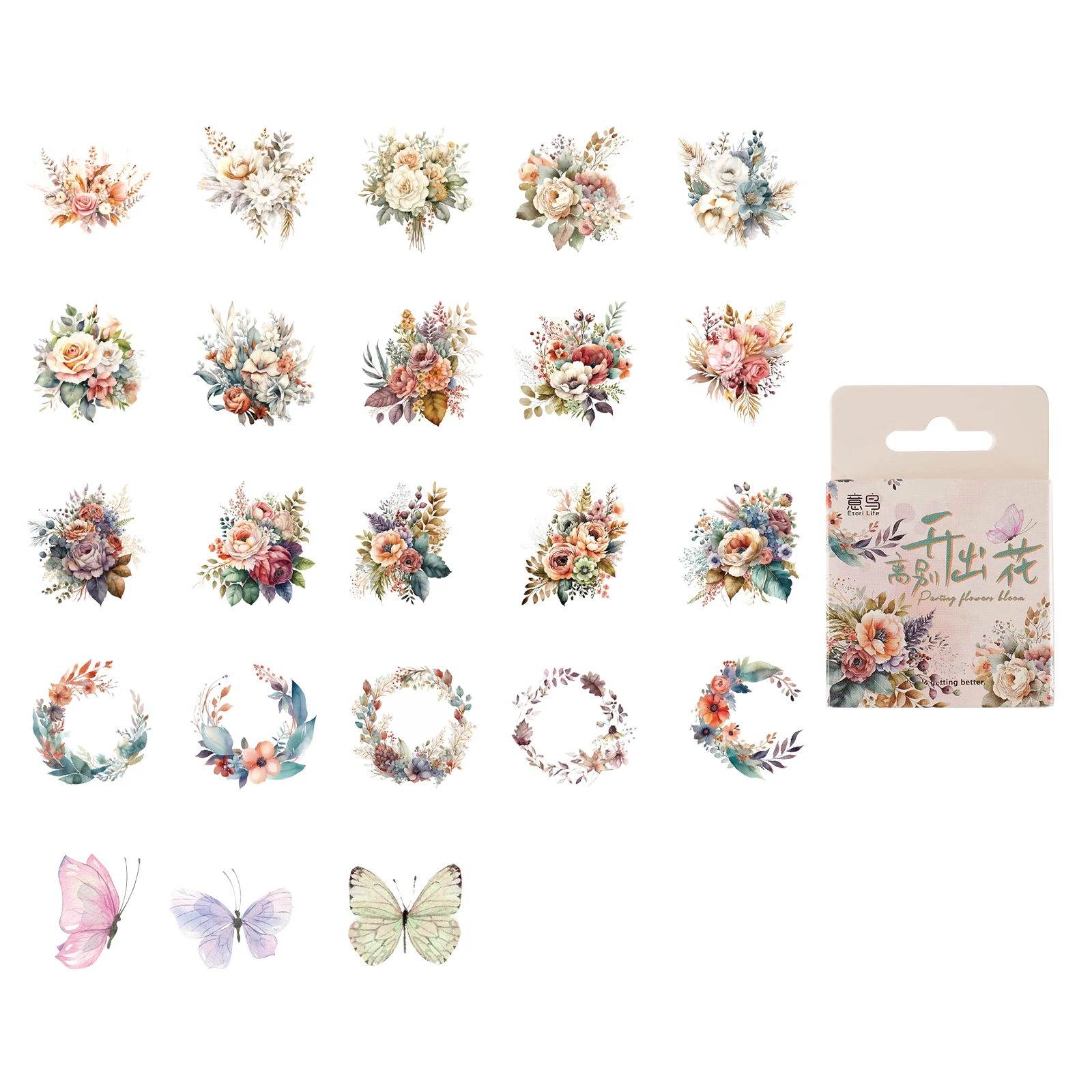46pcs Vintage Flower Graffiti Stickers Decorated Notebook Diary Water Cup Guitar Suitcase Classic Toy Scrapbook DIY Decals