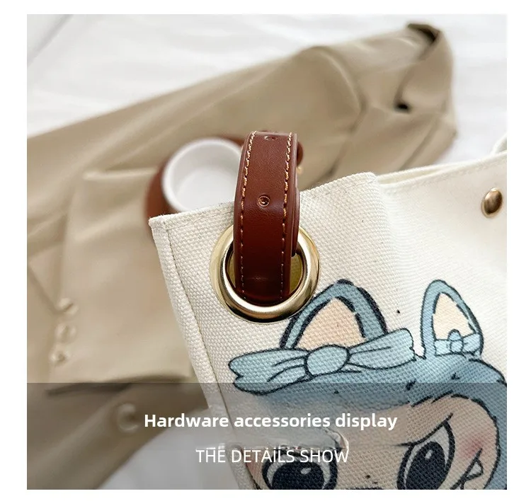 Cartoon LABUBU Canvas Bag for Students Large Capacity Commuting One Shoulder Bucket Crossbody Bag Anime Gift Cartoon LABUBU Canvas Bag for Students Large Capacity Commuting One Shoulder Bucket Crossbody Bag Anime Gift