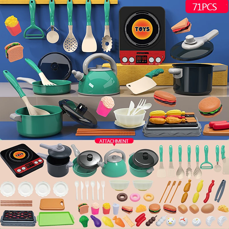 Kids Kitchen Toy Set - Pretend to play with cooking POTS, stoves and other food toys - for boys and girls ages 3-6!