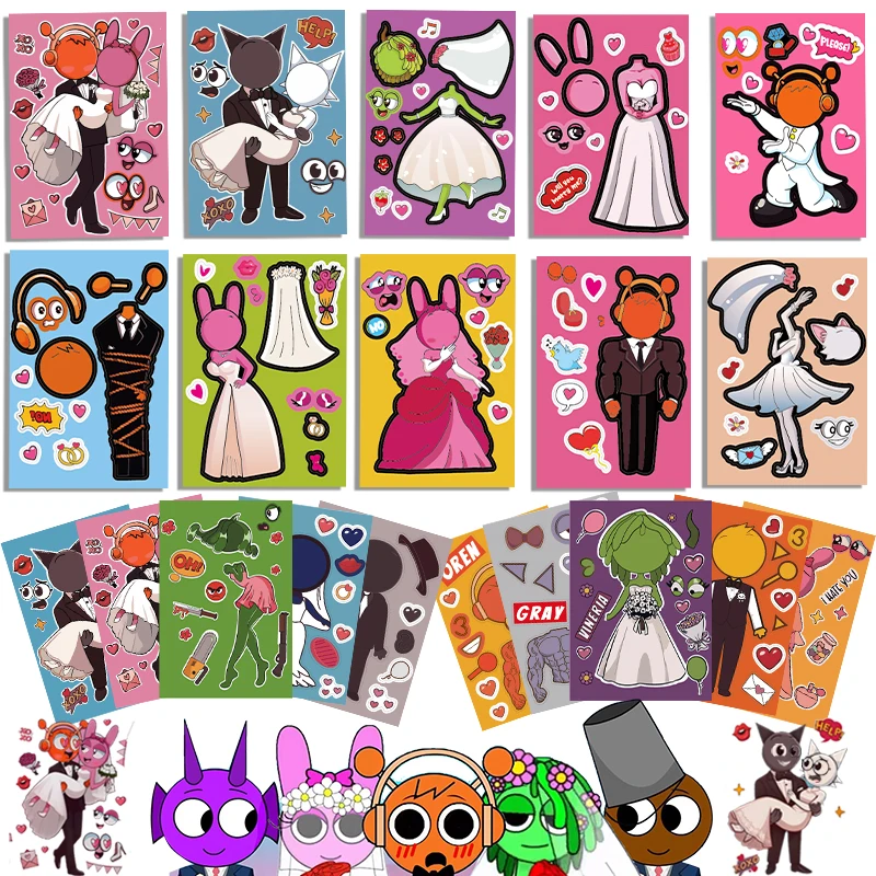 10 Sheets Sprunki Stickers Make A Face Puzzle Stickers Cartoon Parent-child Interactive Puzzle Ledger DIY Face Stickers Kid Gift 10 Sheets Sprunki Stickers Make A Face Puzzle Stickers Cartoon Parent-child Interactive Puzzle Ledger DIY Face Stickers Kid Gift