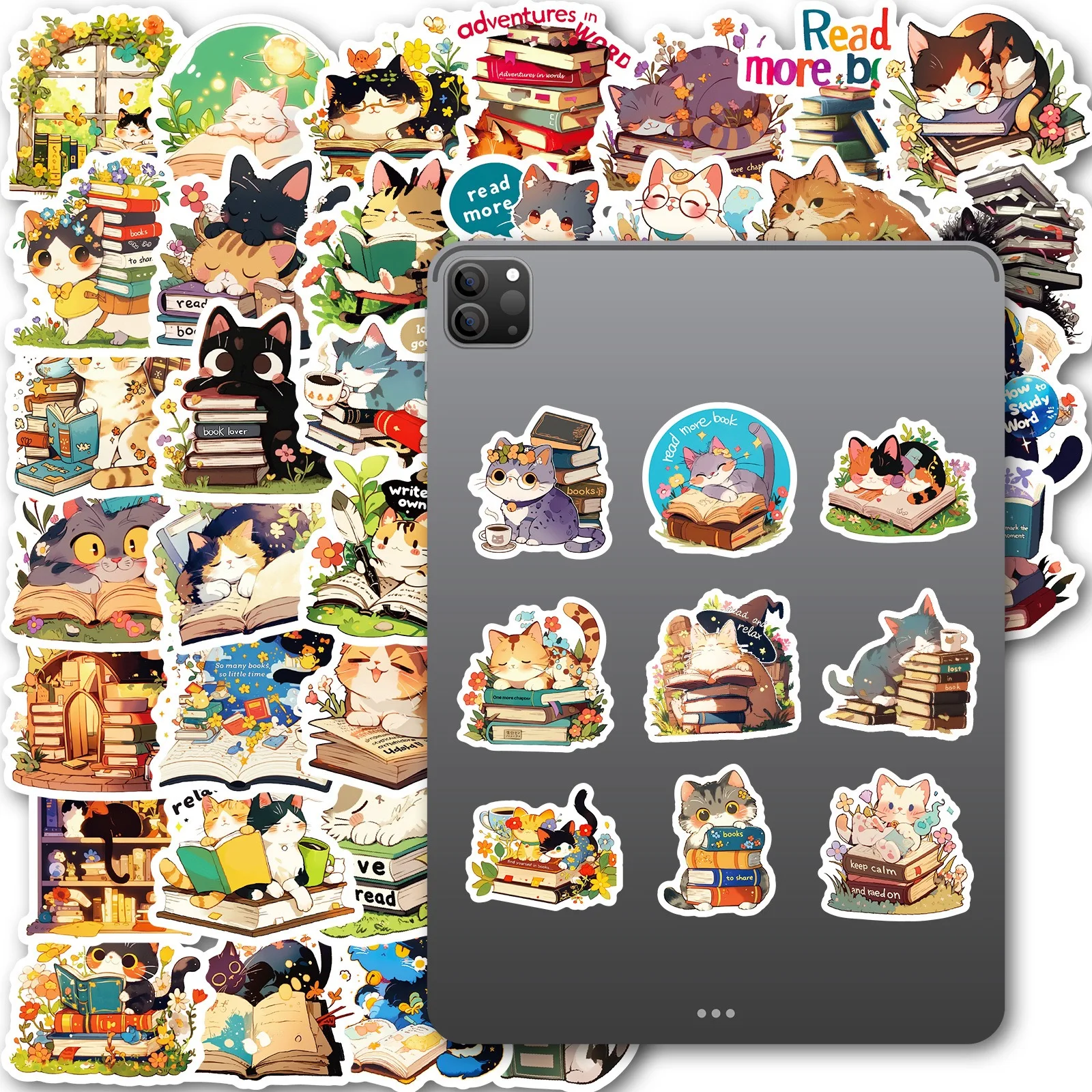 10/50pcs Cute Animal Cat Reading Book Kindle Creative Stickers Personality Decals Kid Toy Skateboard Guitar Refrigerator Sticker 10/50pcs Cute Animal Cat Reading Book Kindle Creative Stickers Personality Decals Kid Toy Skateboard Guitar Refrigerator Sticker