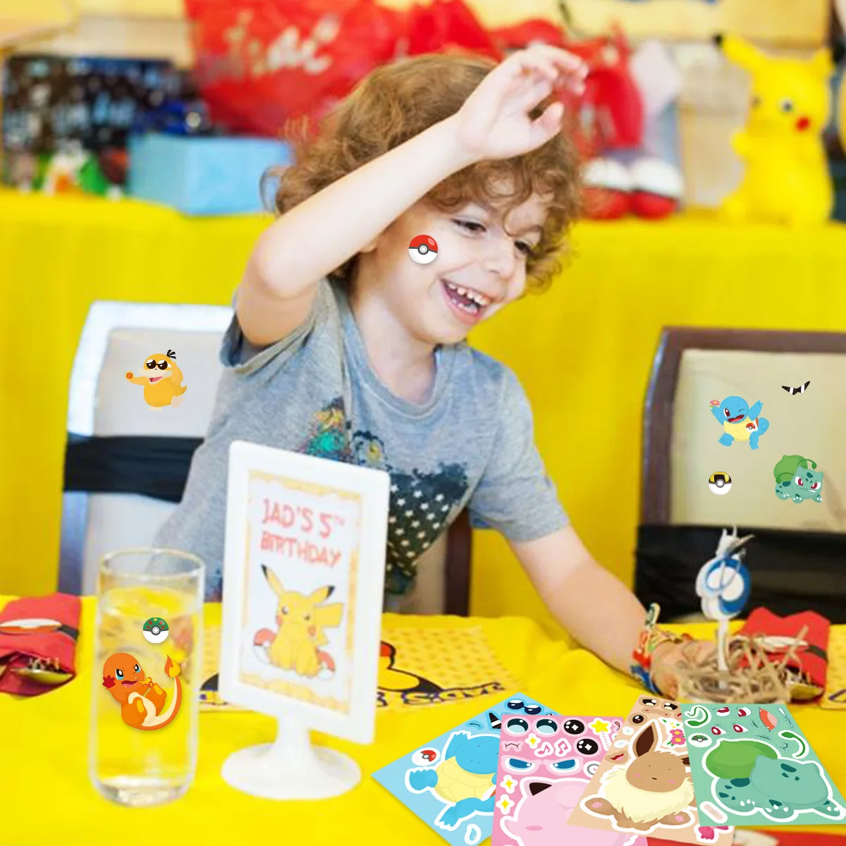 16Sheets Pokemon Puzzle Make a Face Stickers Pikachu Diy Cartoon Decal Assemble Jigsaw Children Gift Toy Party Favors for Kids 16Sheets Pokemon Puzzle Make a Face Stickers Pikachu Diy Cartoon Decal Assemble Jigsaw Children Gift Toy Party Favors for Kids