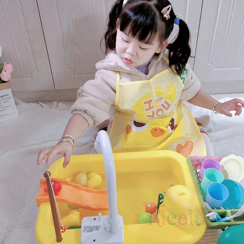 Kids Kitchen Sink Toys Electric Dishwasher Playing Toy With Running Water Pretend Play Food Fishing Toy Role Playing Girls Gift Kids Kitchen Sink Toys Electric Dishwasher Playing Toy With Running Water Pretend Play Food Fishing Toy Role Playing Girls Gift