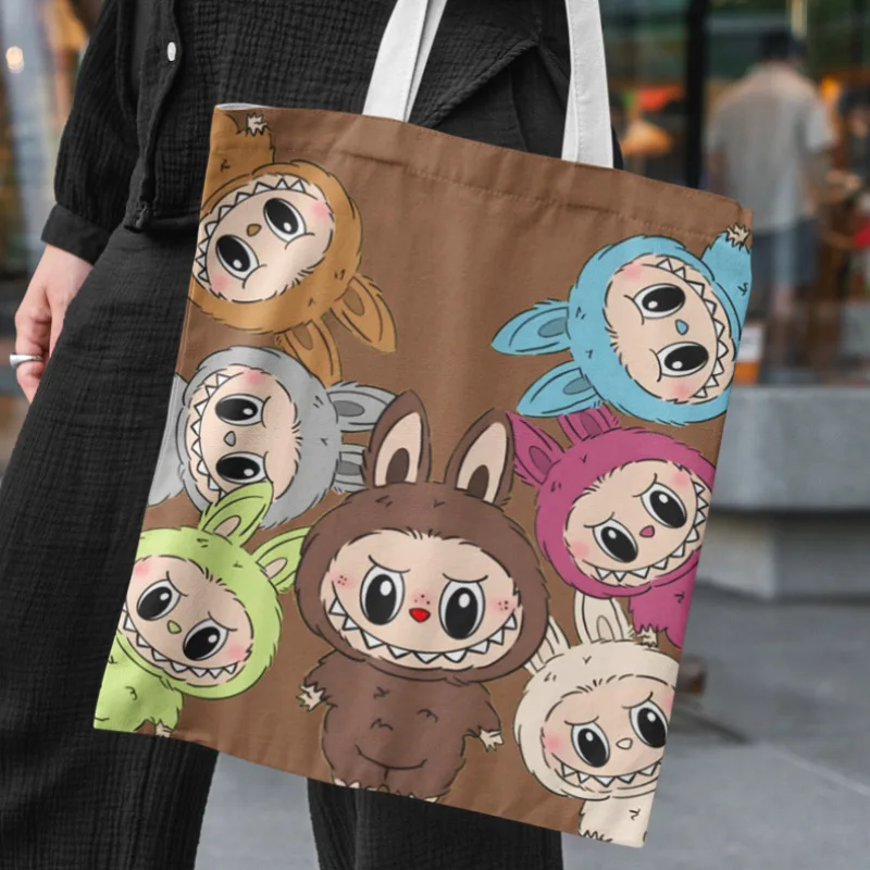 Hot 19 Styles Labubu Canvas Storage Bag Female Cute Cartoon Shopping HandBag Casual Student Shoulder Bag Hot 19 Styles Labubu Canvas Storage Bag Female Cute Cartoon Shopping HandBag Casual Student Shoulder Bag