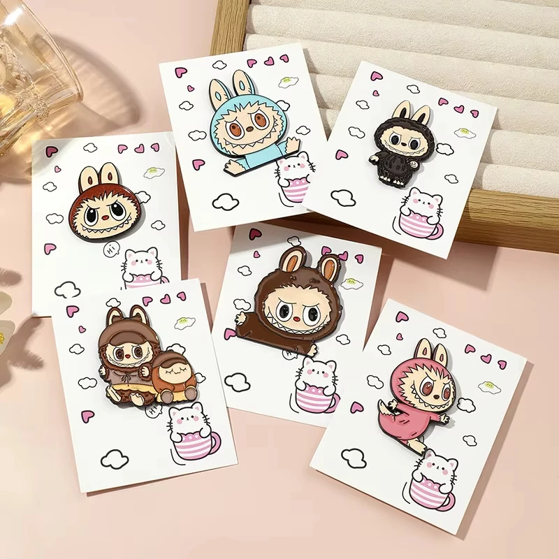 Labubu Enamel Badge Cartoon Cute Student Boys Girls Fashion Jewelry Brooches Delicatation Mini School Bag Clothes Ornament Gift