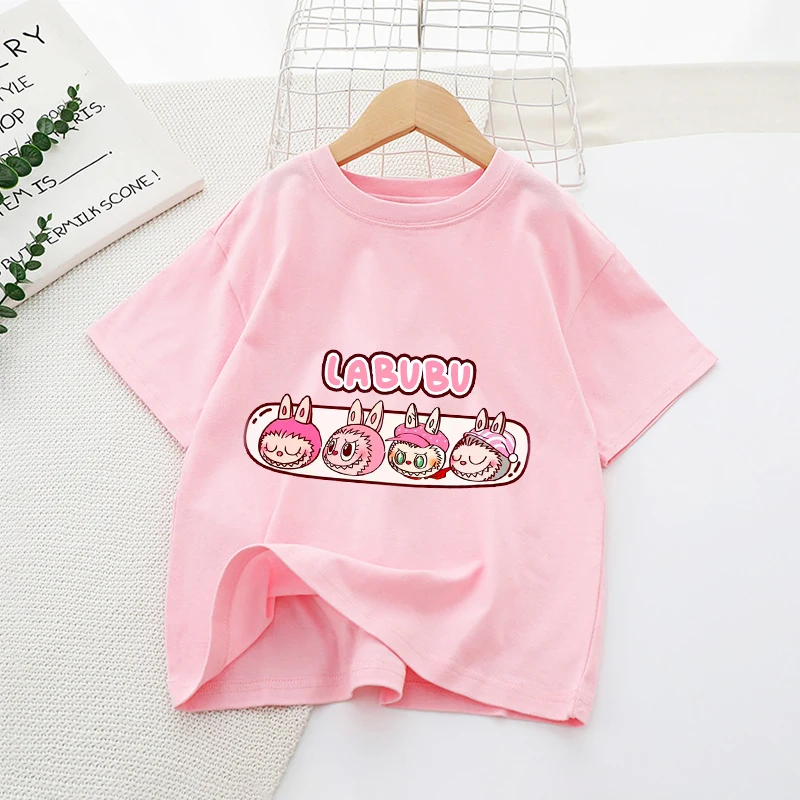 Labubu Girl Pink T-shirt Cotton Cute Anime Tees Short Sleeve Trend Kawaii Cartoon Kids Casual Street Clothes Party Birthday Gift Labubu Girl Pink T-shirt Cotton Cute Anime Tees Short Sleeve Trend Kawaii Cartoon Kids Casual Street Clothes Party Birthday Gift