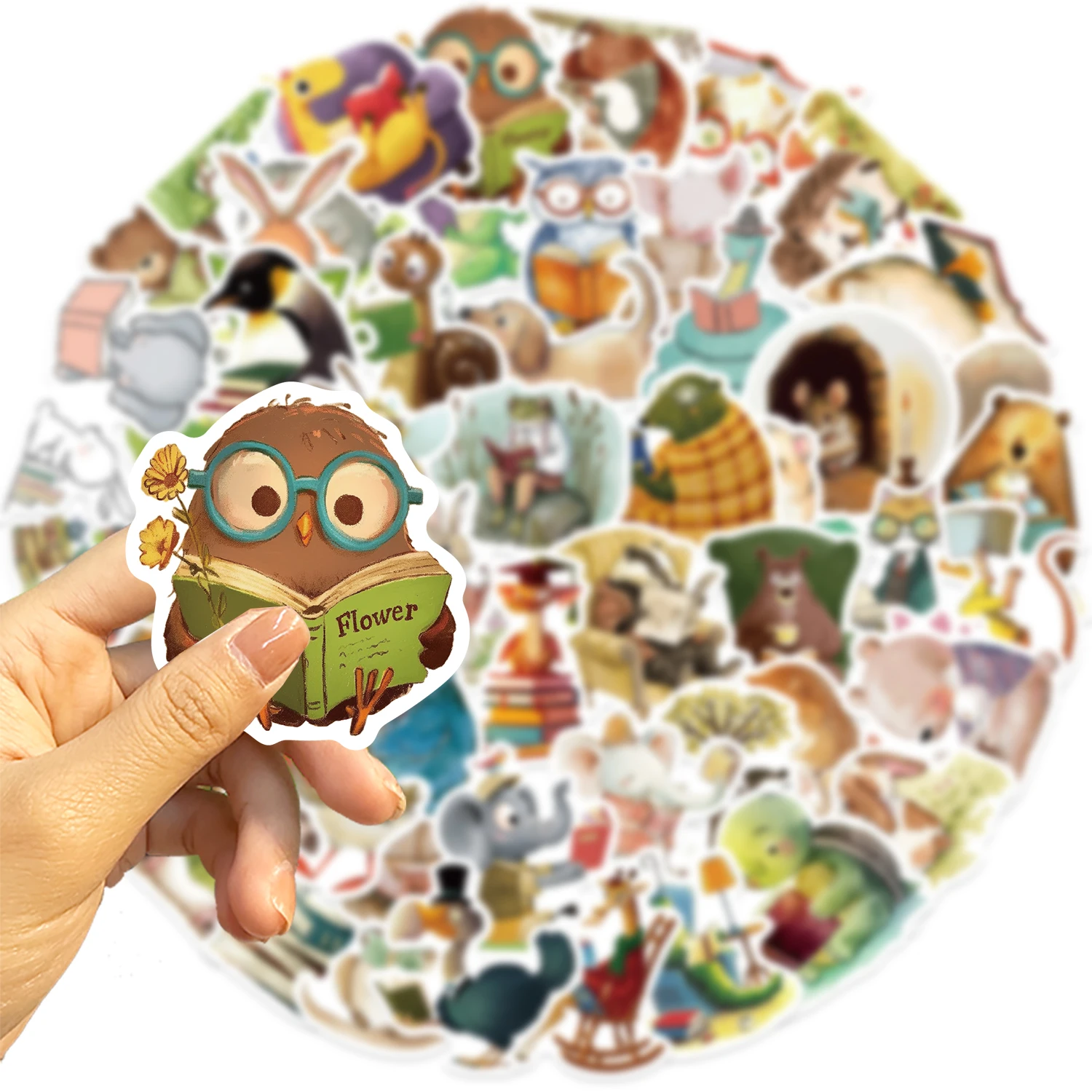 50PCS Animal Bookish Reading Sticker For Scrapbooking Korean Stationery School Supplies Aesthetic Children's Decoration 50PCS Animal Bookish Reading Sticker For Scrapbooking Korean Stationery School Supplies Aesthetic Children's Decoration