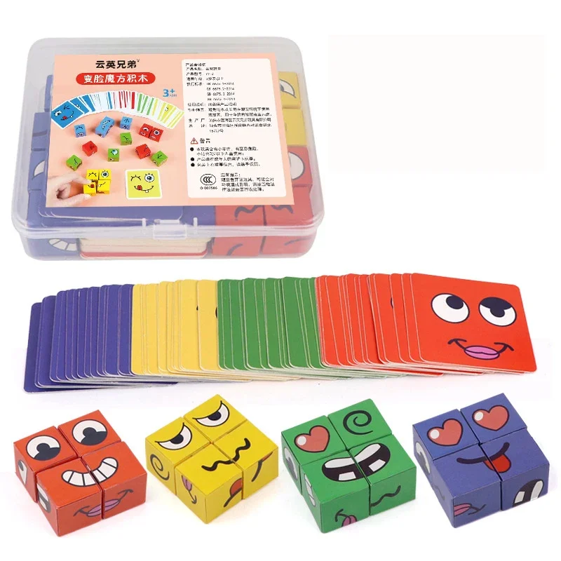 Kids Face Change Expression Puzzle Building Blocks Montessori Cube Table Game Toy Early Educational Toys for Children Gifts Kids Face Change Expression Puzzle Building Blocks Montessori Cube Table Game Toy Early Educational Toys for Children Gifts