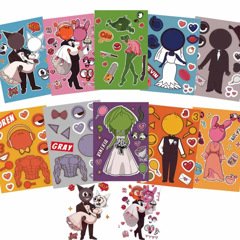 10 Sheets Sprunki Stickers Make A Face Puzzle Stickers Cartoon Parent-child Interactive Puzzle Ledger DIY Face Stickers Kid Gift 10 Sheets Sprunki Stickers Make A Face Puzzle Stickers Cartoon Parent-child Interactive Puzzle Ledger DIY Face Stickers Kid Gift